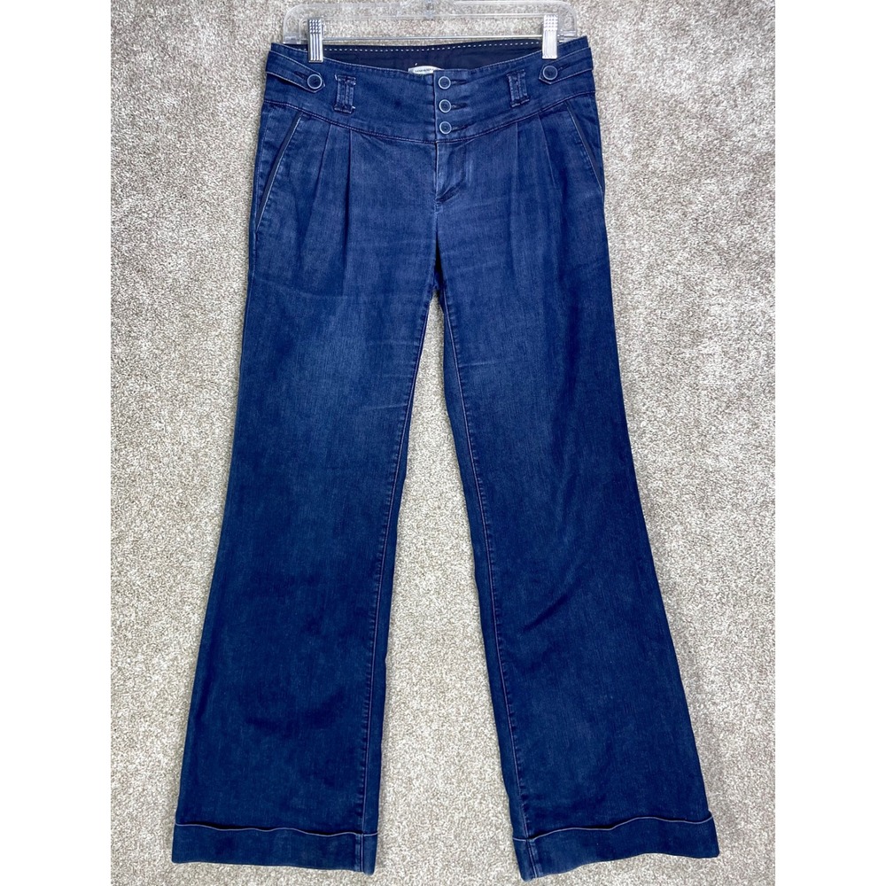 Banana Republic Urban Flare Leg Jeans Women Sz 4 Dark Wash Cuffed Stretch Denim
